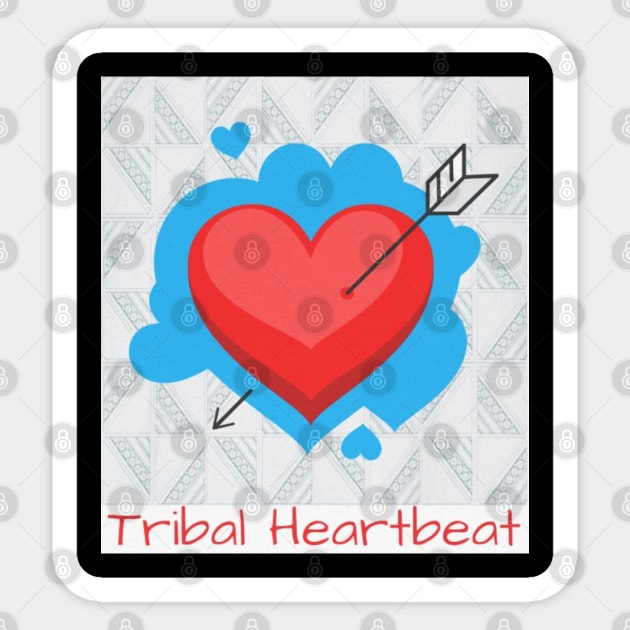 Tribal Heartbeat – Hmong Fan Blade Pattern (Plai Jao) Sticker by Pimcolle